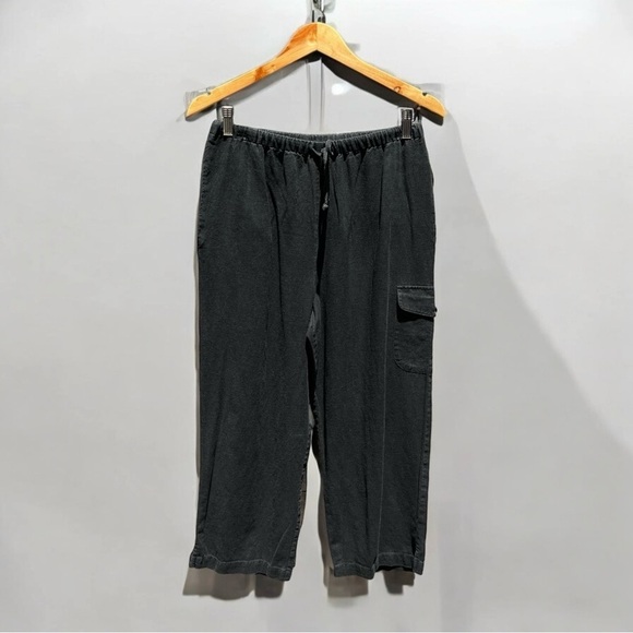 Coldwater Creek Pants - 🌻Coldwater Creek Black Linen Blend Wide Leg Patch Pocket Casual Pants Size M